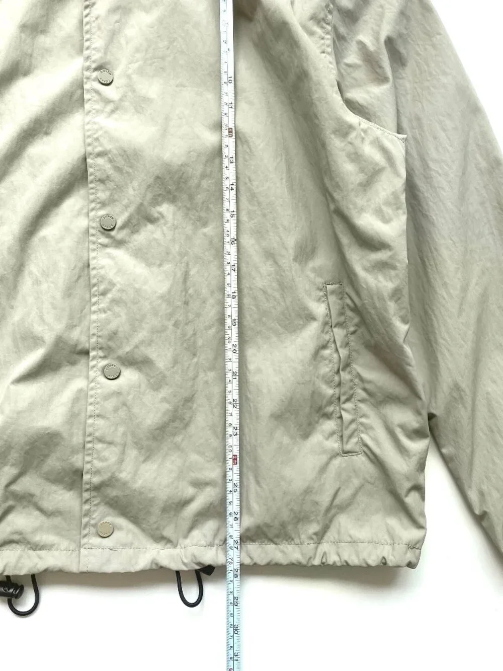 J.Crew Nylon Snap Front Coaches Jacket Jersey Lined Tan Khaki Large